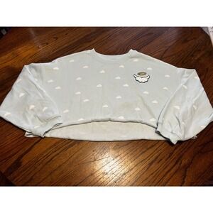 Bratz‎ Light Blue Cloud Print Cropped Sweatshirt Angel Wings Pink Logo Large